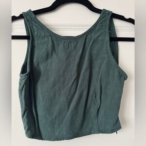 Eye to Eye Green Linen Sleeveless Top